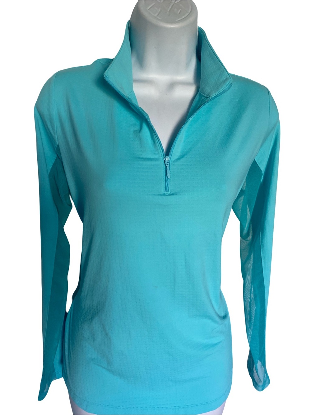 IBKUL Aqua Long-Sleeve Quarter Zip Performance Top-M